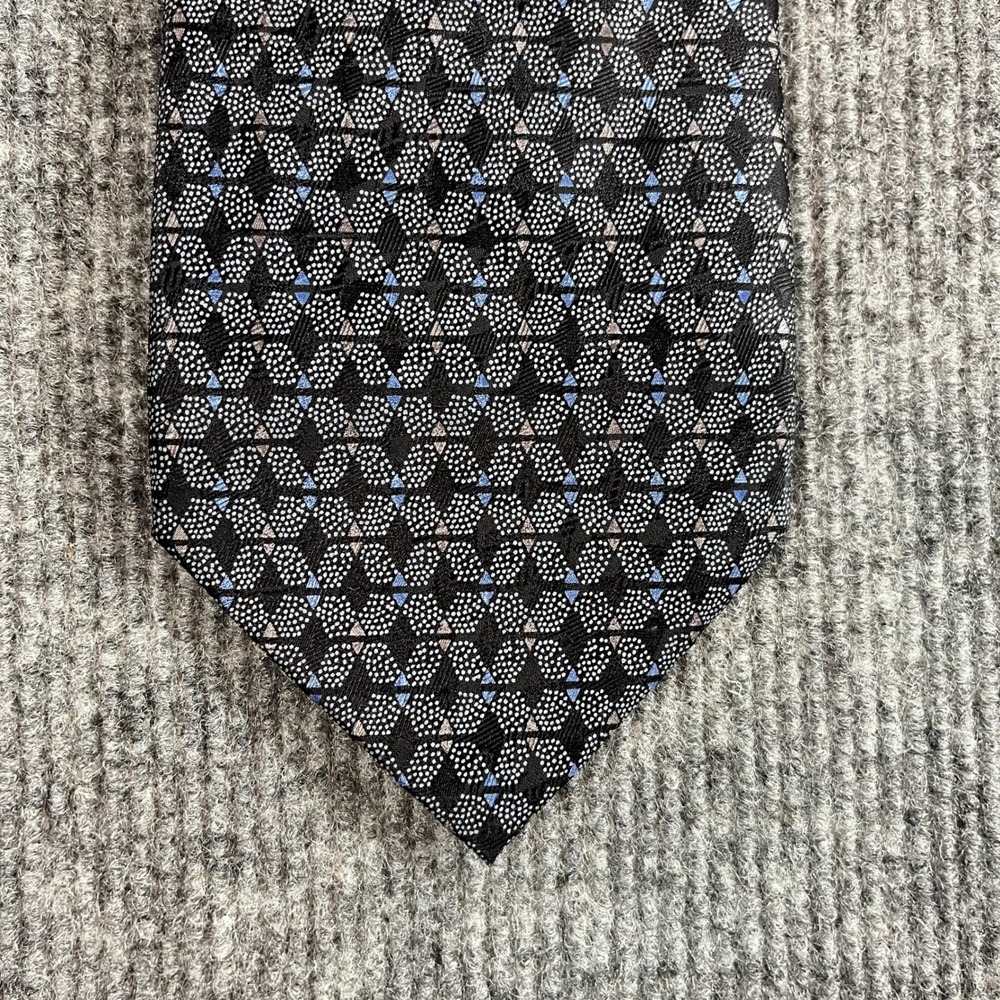 Cocktail Colors Mens Silk Necktie Black Blue Geometric Dotted Hand Made 4 x 59.5